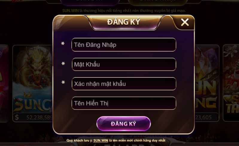 Đăng ký tài khoản SunWin