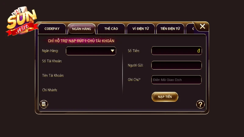 Nạp tiền Sunwin qua ngân hàng